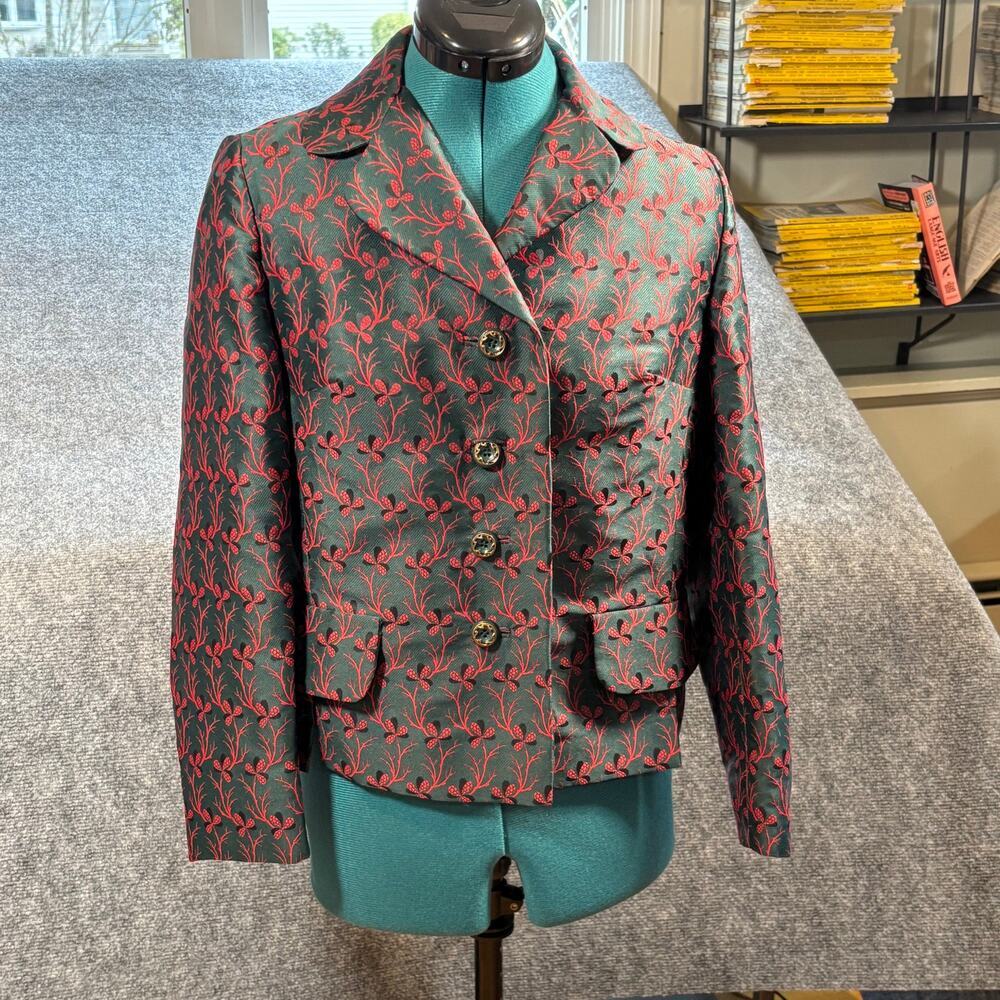 Vintage 1960s–70s Green Silk Brocade Holiday Jacket Porter’s NYC Boutique